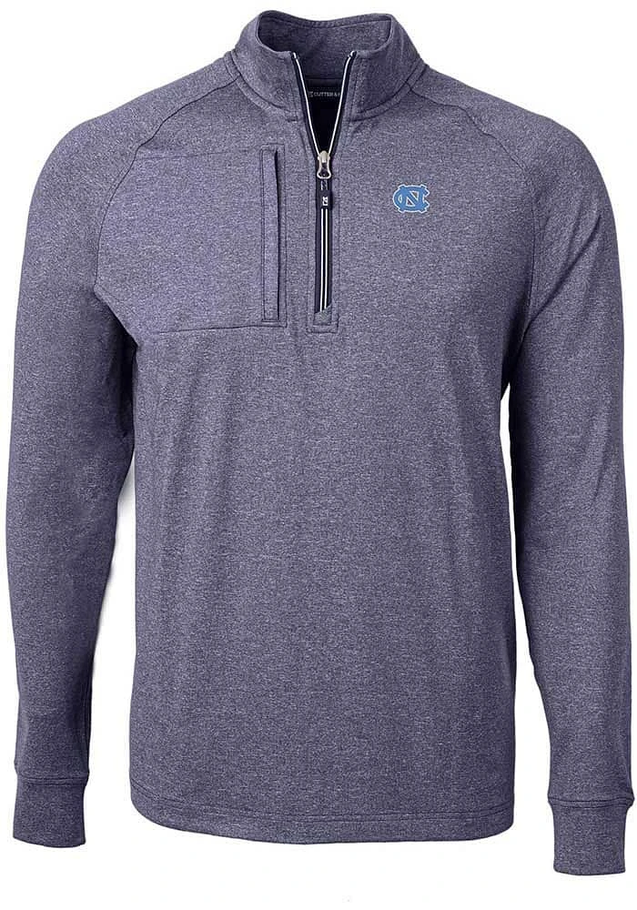 Cutter and Buck North Carolina Tar Heels Mens Navy Blue Adapt Eco Knit Long Sleeve Qtr Zip Pullove..