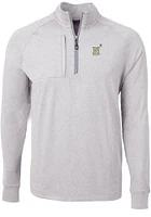 Cutter and Buck Navy Midshipmen Mens Grey Adapt Eco Knit Long Sleeve Qtr Zip Pullover
