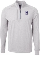 Cutter and Buck Northwestern Wildcats Mens Grey Adapt Eco Knit Long Sleeve Qtr Zip Pullover