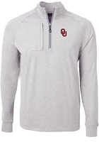 Cutter and Buck Oklahoma Sooners Mens Adapt Eco Knit Long Sleeve Qtr Zip Pullover