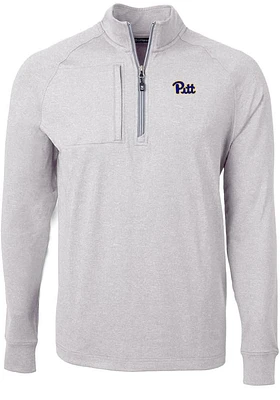 Cutter and Buck Pitt Panthers Mens Adapt Eco Knit Long Sleeve Qtr Zip Pullover