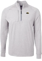 Cutter and Buck Southern Mississippi Golden Eagles Mens Grey Adapt Eco Knit Long Sleeve Qtr Zip Pu..