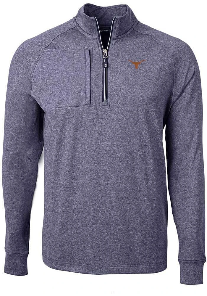 Cutter and Buck Texas Longhorns Mens Navy Blue Adapt Eco Knit Long Sleeve Qtr Zip Pullover