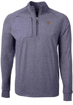 Cutter and Buck Texas Longhorns Mens Navy Blue Adapt Eco Knit Long Sleeve Qtr Zip Pullover