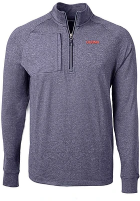 Cutter and Buck UConn Huskies Mens Navy Blue Wordmark Adapt Eco Long Sleeve Qtr Zip Pullover