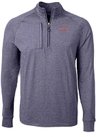 Cutter and Buck UConn Huskies Mens Navy Blue Wordmark Adapt Eco Long Sleeve Qtr Zip Pullover