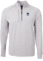 Cutter and Buck UConn Huskies Mens Grey Adapt Eco Knit Long Sleeve Qtr Zip Pullover