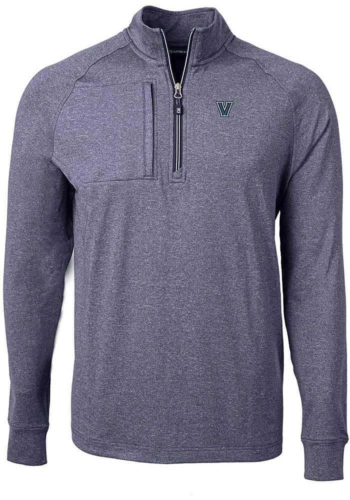 Cutter and Buck Villanova Wildcats Mens Navy Blue Adapt Eco Knit Long Sleeve Qtr Zip Pullover