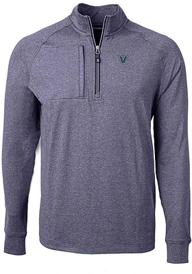 Cutter and Buck Villanova Wildcats Mens Navy Blue Adapt Eco Knit Long Sleeve Qtr Zip Pullover
