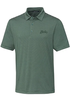 Cutter and Buck Michigan State Spartans Mens Green Forge Pencil Stripe Version Short Sleeve Polo