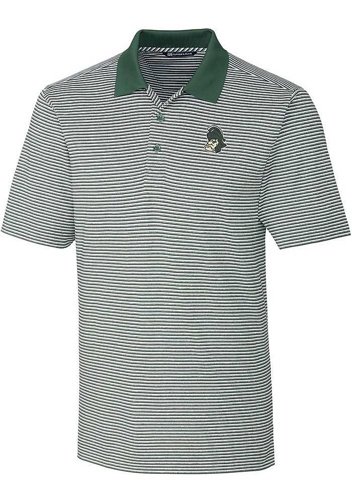 Cutter and Buck Michigan State Spartans Mens Forge Tonal Stripe Short Sleeve Polo