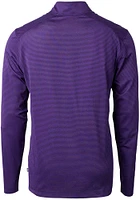 Cutter and Buck James Madison Dukes Mens Purple Virtue Eco Pique Micro Stripe Long Sleeve Qtr Zi..
