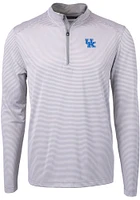 Cutter and Buck Kentucky Wildcats Mens Virtue Eco Pique Micro Stripe Long Sleeve Qtr Zip Pu