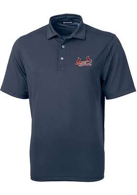 Cutter and Buck St Louis Cardinals Mens Navy Blue Virtue Short Sleeve Polo