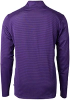 Cutter and Buck Northwestern Wildcats Mens Purple Virtue Eco Pique Micro Stripe Long Sleeve Qtr Zi..