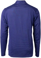 Cutter and Buck SMU Mustangs Mens Blue Virtue Eco Pique Micro Stripe Long Sleeve Qtr Zip Pullover