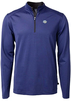 Cutter and Buck Southern University Jaguars Mens Blue Virtue Eco Pique Micro Stripe Long Sleeve Qt..