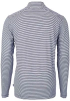 Cutter and Buck Xavier Musketeers Mens Navy Blue Virtue Eco Pique Micro Stripe Long Sleeve Qtr Z..