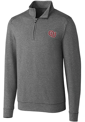 Cutter and Buck Oklahoma Sooners Mens Charcoal Shoreline Long Sleeve Qtr Zip Pullover