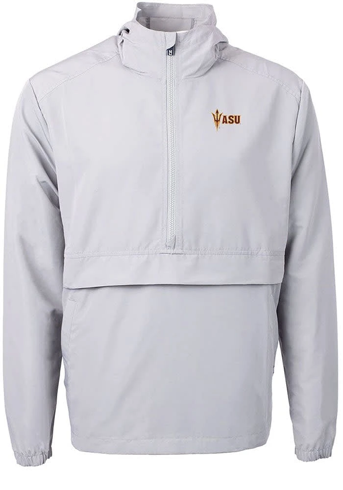 Cutter and Buck Arizona State Sun Devils Mens Grey Charter Eco Pullover Jackets