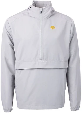 Cutter and Buck Iowa Hawkeyes Mens Grey Charter Eco Pullover Jackets