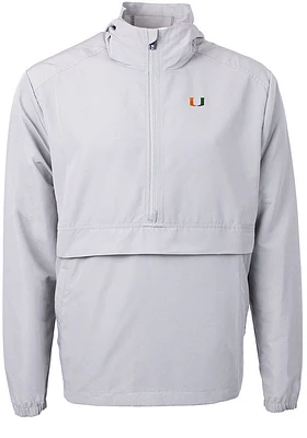 Cutter and Buck Miami Hurricanes Mens Grey Charter Eco Pullover Jackets