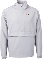 Cutter and Buck Miami Hurricanes Mens Grey Charter Eco Pullover Jackets