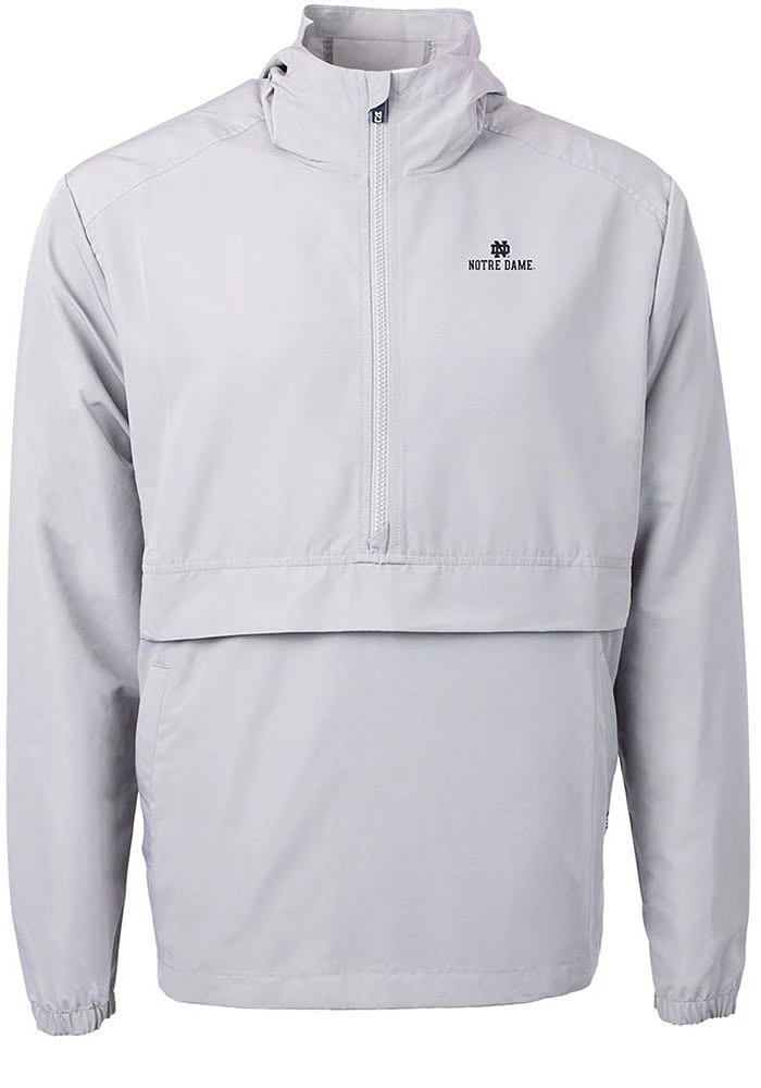 Cutter and Buck Notre Dame Fighting Irish Mens Grey Charter Eco Pullover Jackets