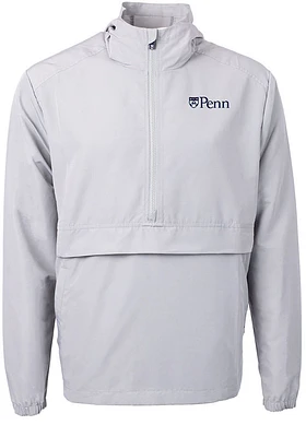 Cutter and Buck Pennsylvania Quakers Mens Grey Charter Eco Pullover Jackets