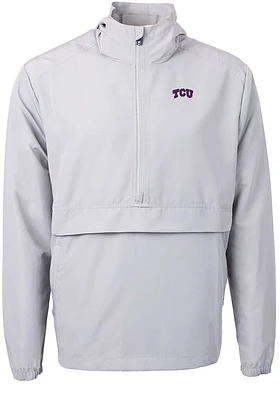 Cutter and Buck TCU Horned Frogs Mens Grey Charter Eco Pullover Jackets