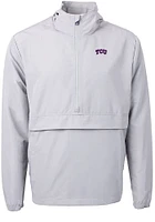 Cutter and Buck TCU Horned Frogs Mens Grey Charter Eco Pullover Jackets