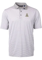 Cutter and Buck Appalachian State Mountaineers Mens Grey Virtue Eco Pique Micro Stripe Short Sleev..