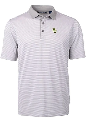 Cutter and Buck Baylor Bears Mens Virtue Eco Pique Micro Stripe Short Sleeve Polo