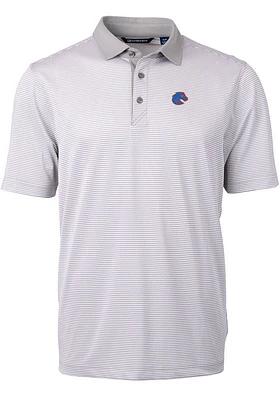 Cutter and Buck Boise State Broncos Mens Virtue Eco Pique Micro Stripe Short Sleeve Polo