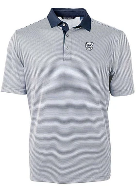 Cutter and Buck Butler Bulldogs Mens Navy Blue Virtue Eco Pique Micro Stripe Short Sleeve Polo