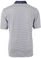 Cutter and Buck BYU Cougars Mens Navy Blue Virtue Eco Pique Micro Stripe Short Sleeve Polo