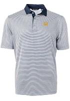 Cutter and Buck Cal Golden Bears Mens Navy Blue Virtue Eco Pique Micro Stripe Short Sleeve Polo