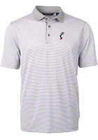 Cutter and Buck Cincinnati Bearcats Mens Grey Virtue Eco Pique Micro Stripe Short Sleeve Polo