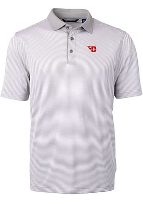 Cutter and Buck Dayton Flyers Mens Grey Virtue Eco Pique Micro Stripe Short Sleeve Polo