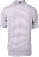 Cutter and Buck Dayton Flyers Mens Grey Virtue Eco Pique Micro Stripe Short Sleeve Polo