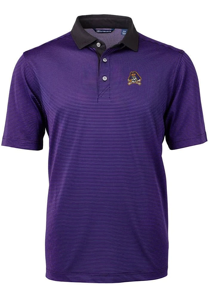 Cutter and Buck East Carolina Pirates Mens Virtue Eco Pique Micro Stripe Short Sleeve Polo
