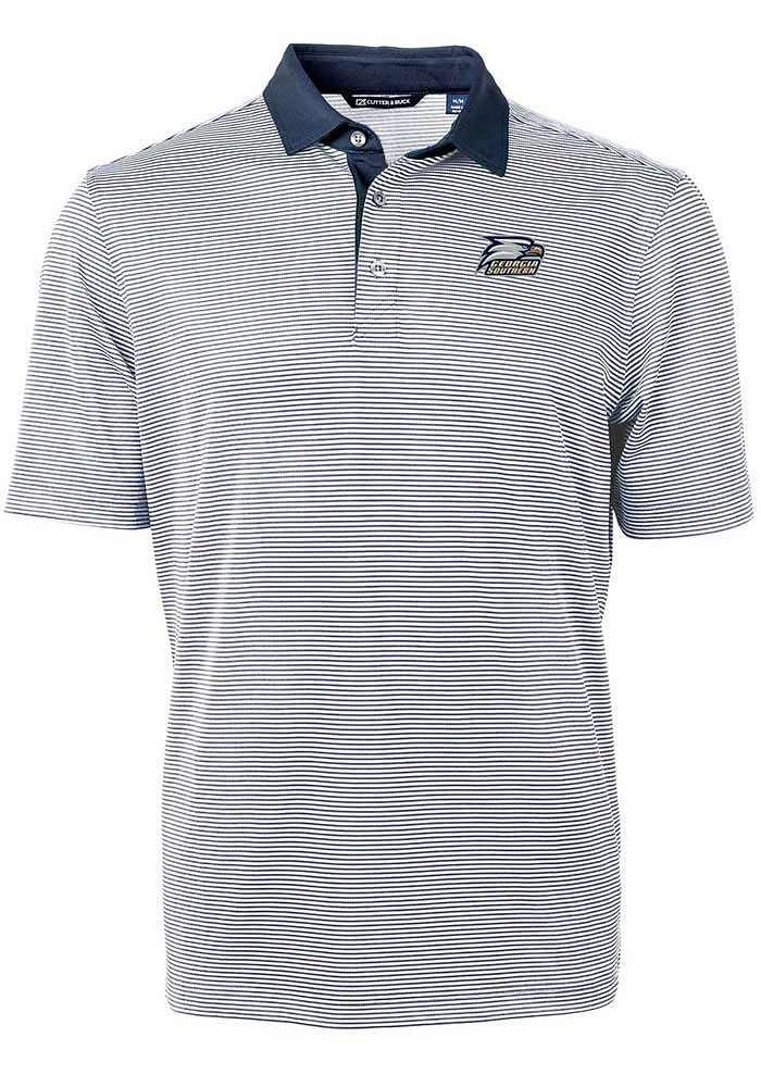 Cutter and Buck Georgia Southern Eagles Mens Navy Blue Virtue Eco Pique Micro Stripe Short Sleeve..
