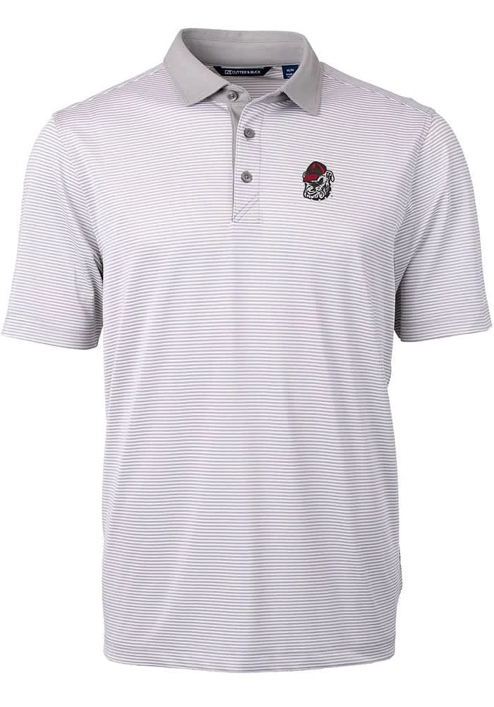 Cutter and Buck Georgia Bulldogs Mens Grey Virtue Eco Pique Micro Stripe Short Sleeve Polo
