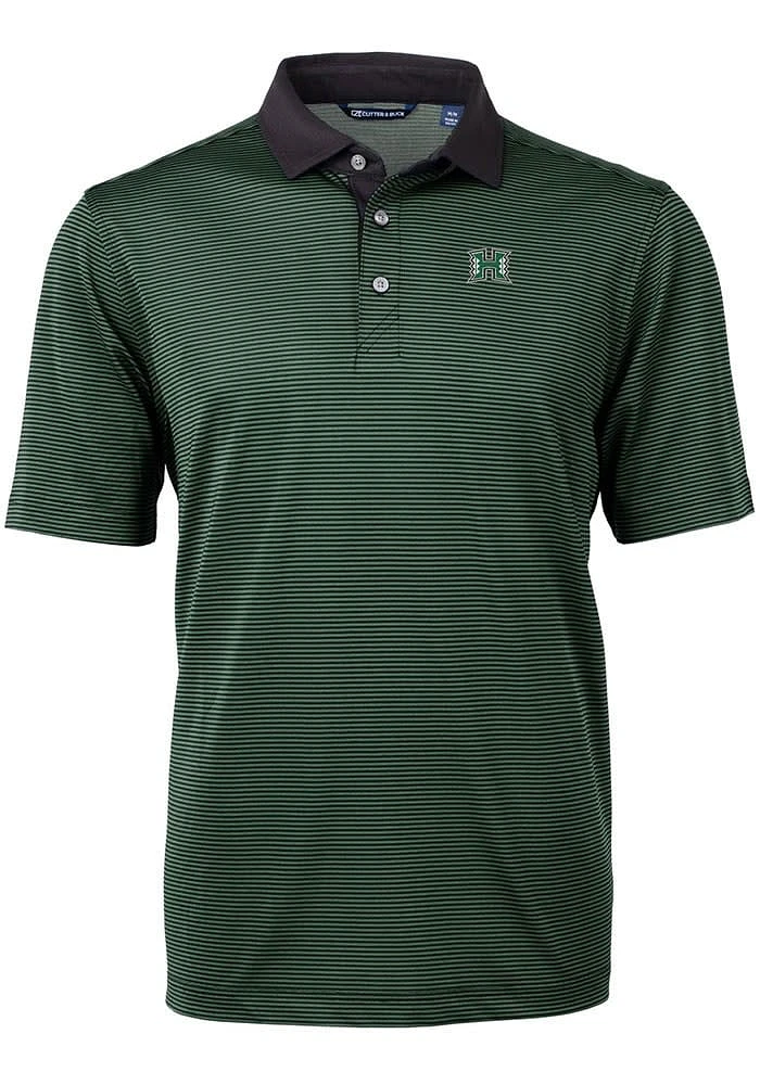 Cutter and Buck Hawaii Warriors Mens Virtue Eco Pique Micro Stripe Short Sleeve Polo