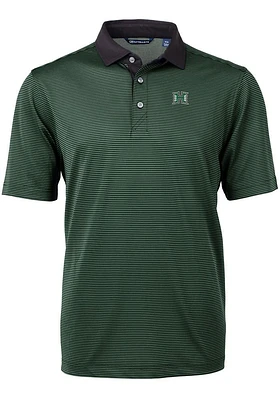 Cutter and Buck Hawaii Warriors Mens Virtue Eco Pique Micro Stripe Short Sleeve Polo