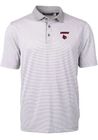 Cutter and Buck Louisville Cardinals Mens Grey Virtue Eco Pique Micro Stripe Short Sleeve Polo