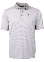 Cutter and Buck Miami Hurricanes Mens Virtue Eco Pique Micro Stripe Short Sleeve Polo