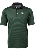 Cutter and Buck Michigan State Spartans Mens Virtue Eco Pique Micro Stripe Short Sleeve Polo