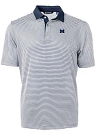 Cutter and Buck Michigan Wolverines Mens Virtue Eco Pique Micro Stripe Short Sleeve Polo
