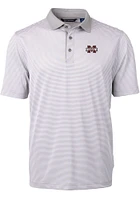 Cutter and Buck Mississippi State Bulldogs Mens Grey Virtue Eco Pique Micro Stripe Short Sleeve Po..